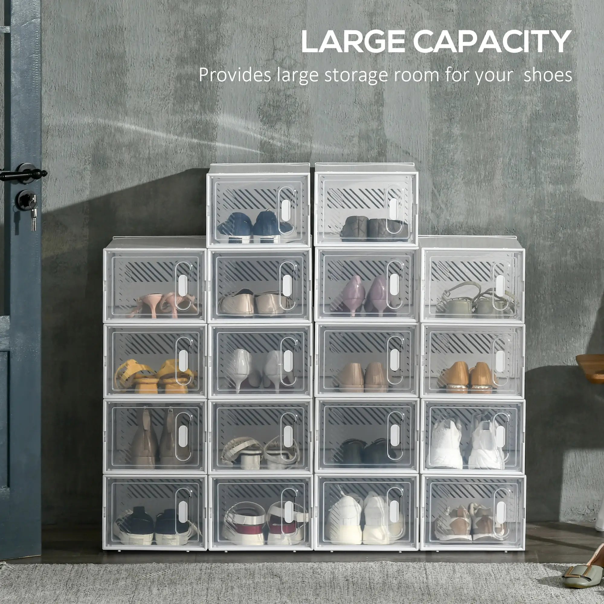 18 Pack Shoe Storage Boxes, Clear Plastic Stackable Organizers Shoe Storage Cabinets & Racks at Gallery Canada