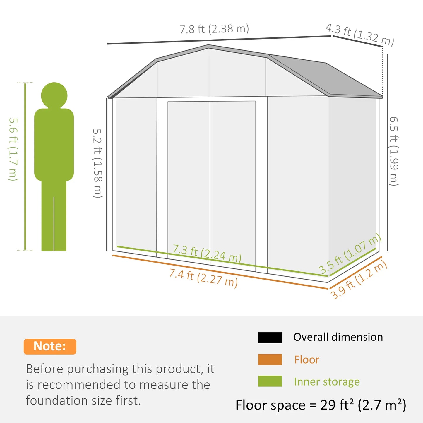 8' x 4' Galvanized Outdoor Storage Shed, Garden Shed, Adjustable Shelves Sheds at Gallery Canada