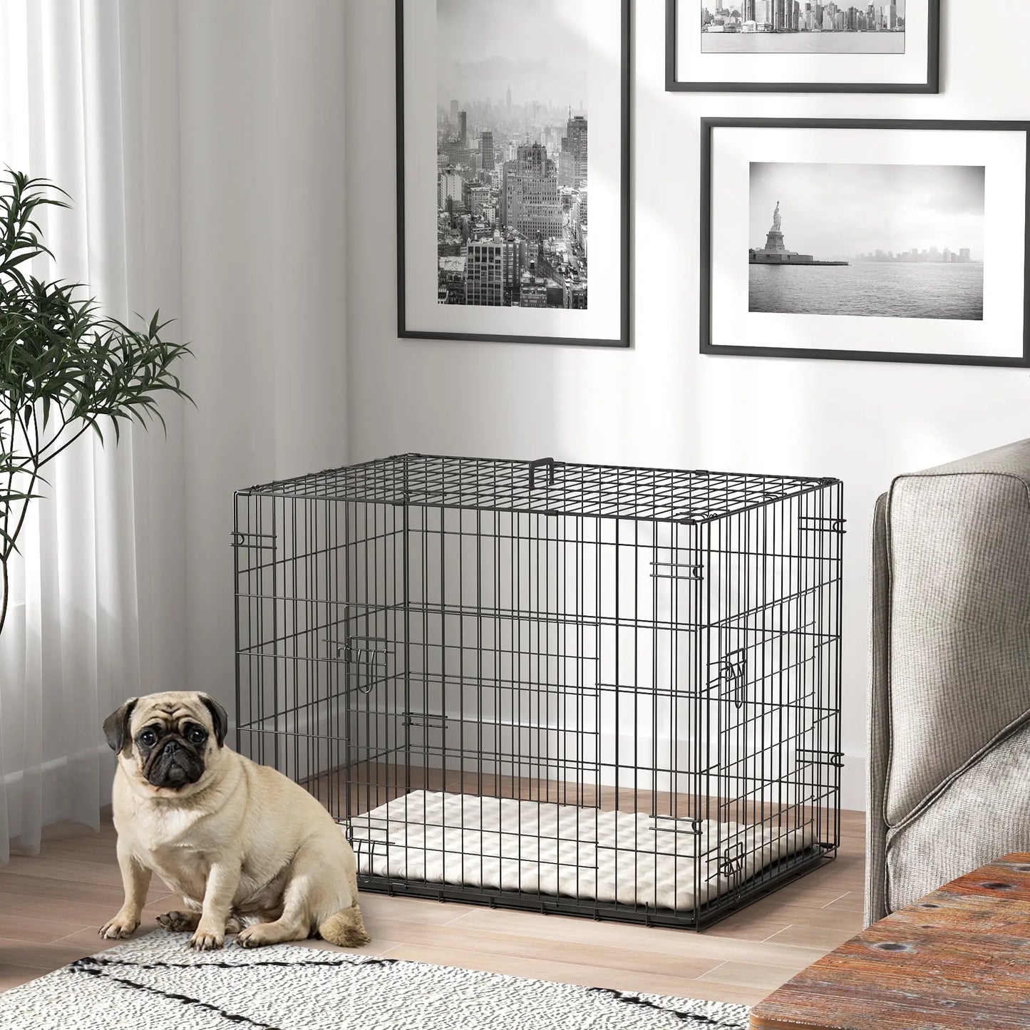 30" Folding Metal Dog Crate, 2 Doors, Removable Tray, Black Houses, Kennels & Pens at Gallery Canada