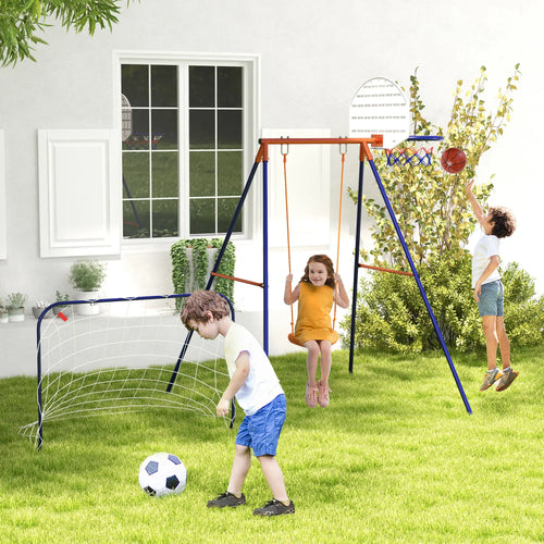 Kids Outdoor Swing, Basketball Hoop, Football Goal, 3-8 Years