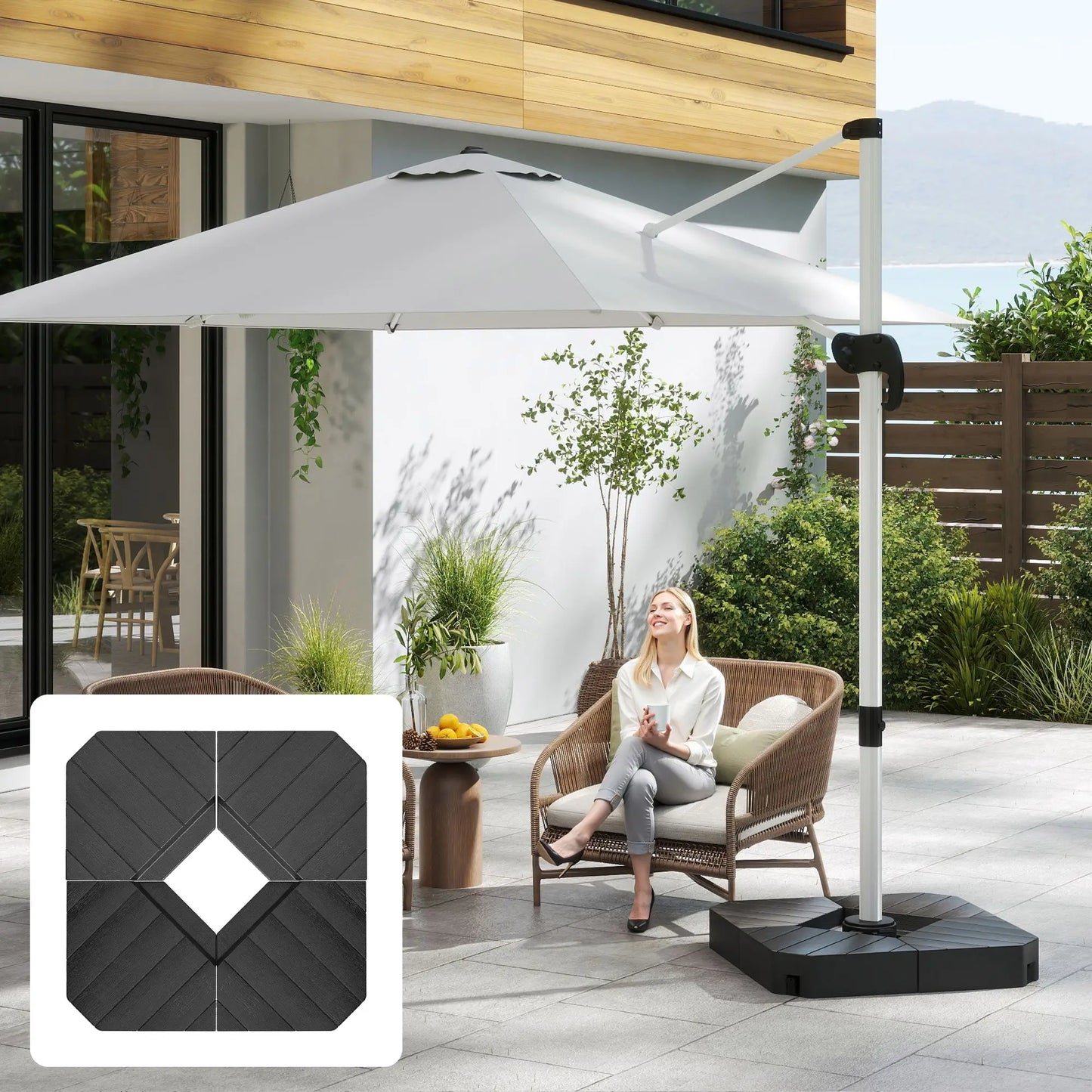 Offset Umbrella Base, 132 lb. Water or 176 lb. Sand Capacity, Black Umbrella Bases at Gallery Canada