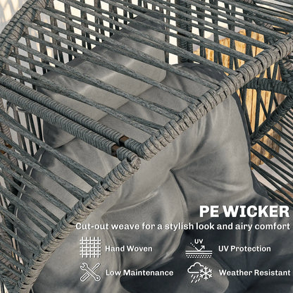 Outdoor Wicker Egg Chair, Steel Frame, 330 lbs, Dark Grey Patio Chairs at Gallery Canada