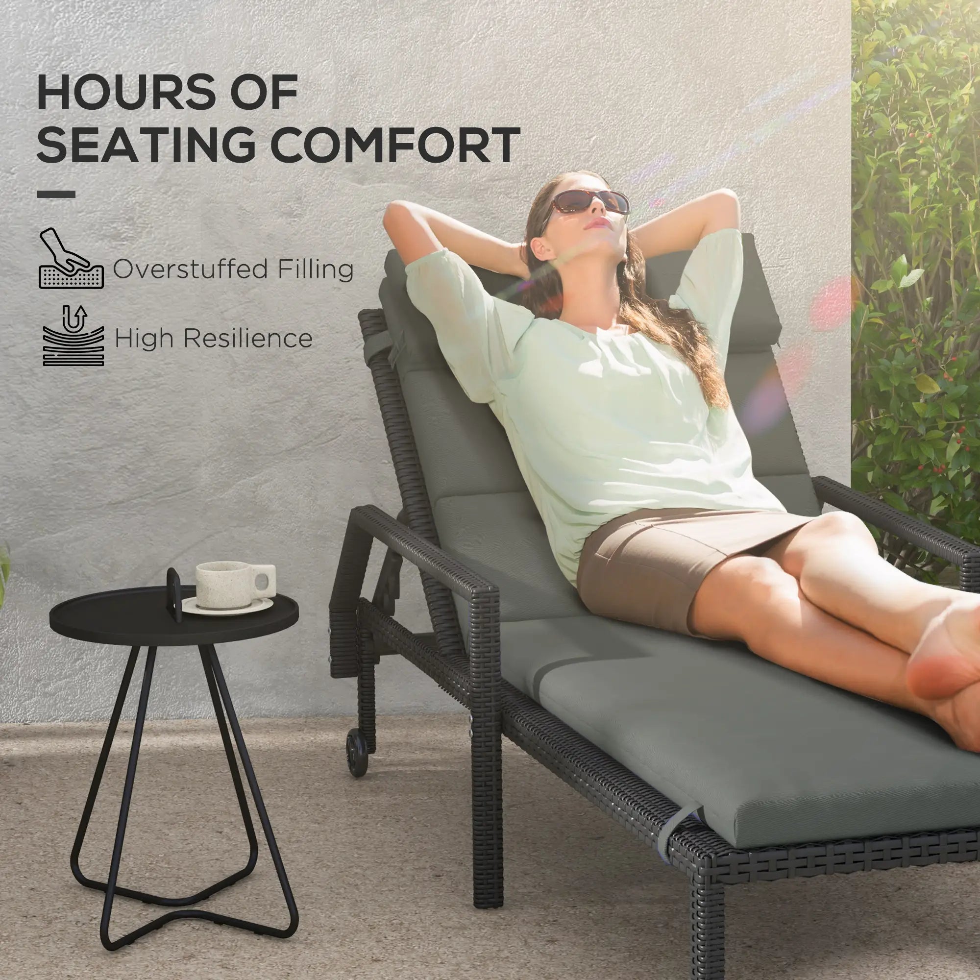 Patio Chaise Lounge Cushions, Headrest, Ties, Set of 2, Grey Patio Chair Cushions at Gallery Canada