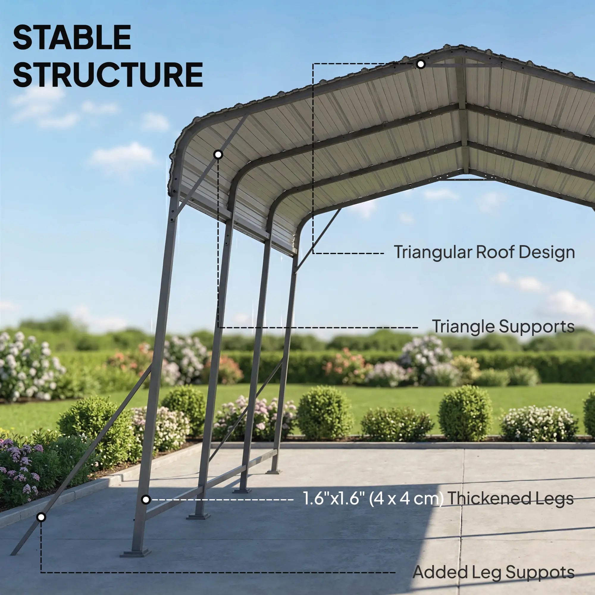 11 x 15FT Metal Carport, Heavy-Duty Canopy With Reinforced Frame, Dark Grey Car Shelters at Gallery Canada