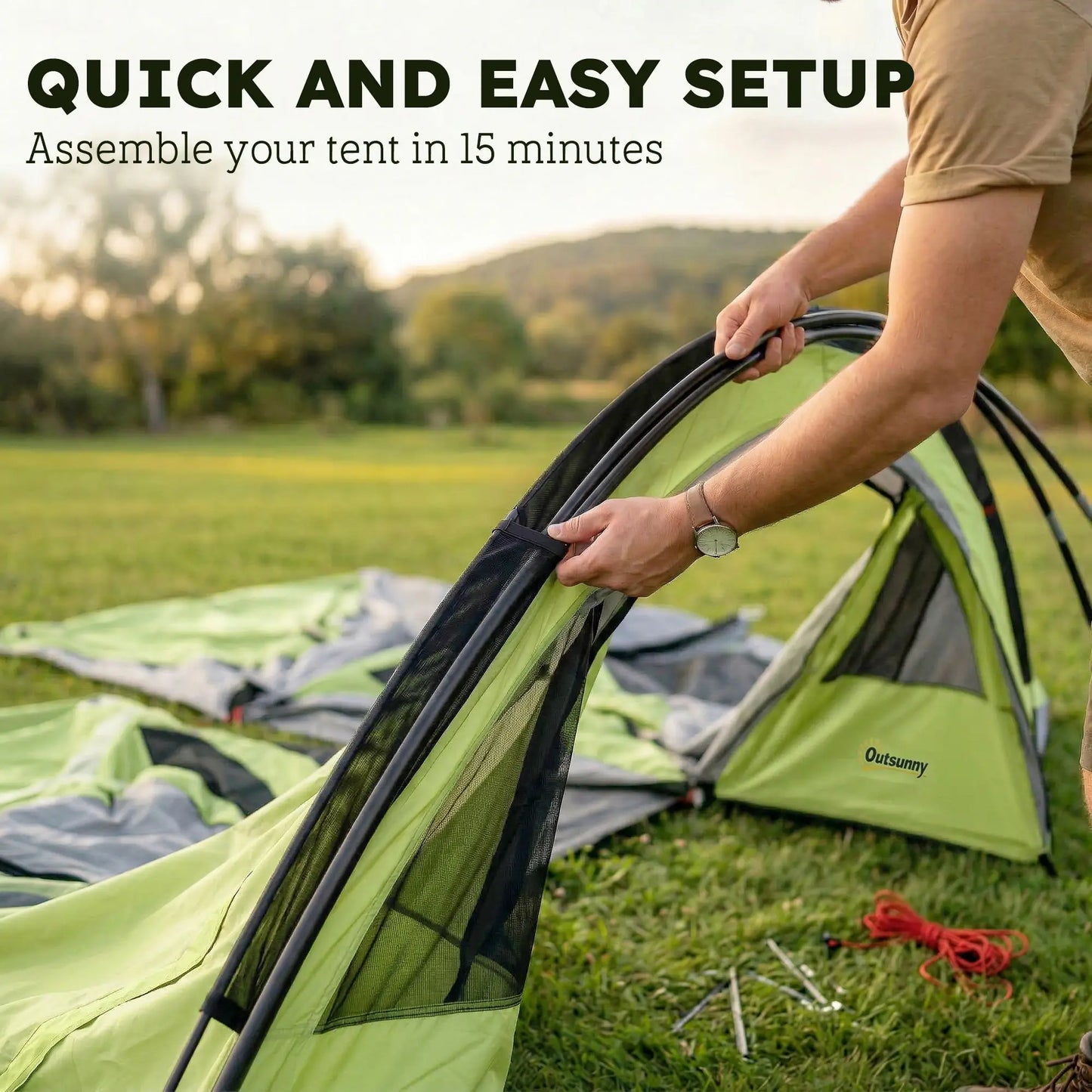 6 Person Camping Tent With Porch, 2 Bedroom Living Room, Light Green Camping Tents at Gallery Canada