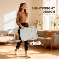Lot de 4 chaises pliantes, structure métallique, portables, blanches