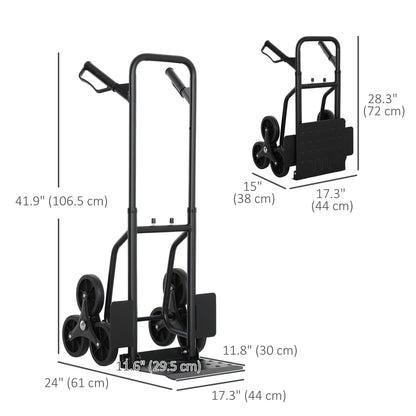 6-Wheels Stair Climber Cart, Foldable Steel, 264lbs, Black Folding Hand Trucks at Gallery Canada