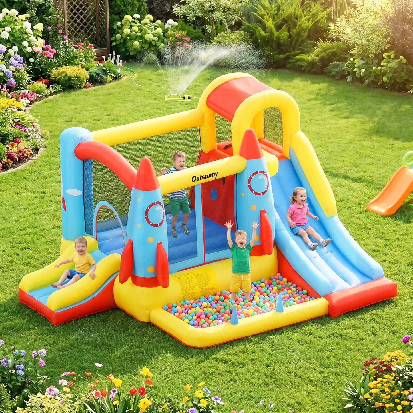 Inflatable Trampoline Slide Pool, Rocket Design, 11.14' x 9.18' x 6.06' Inflatables at Gallery Canada