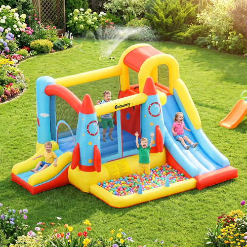 Inflatable Trampoline Slide Pool, Rocket Design, 11.14' x 9.18' x 6.06'