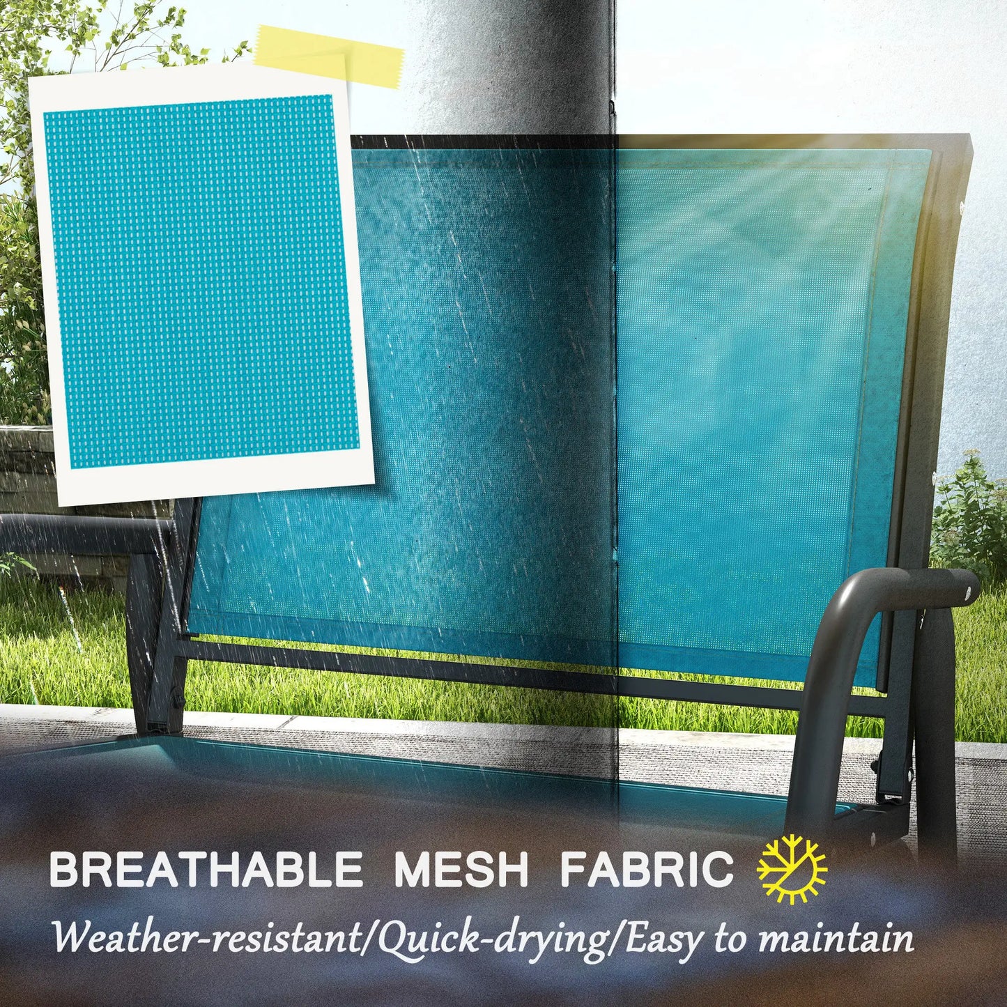 Outdoor Patio Glider Set, 2 Chairs, Breathable Mesh Seat, Blue Outdoor Gliders at Gallery Canada
