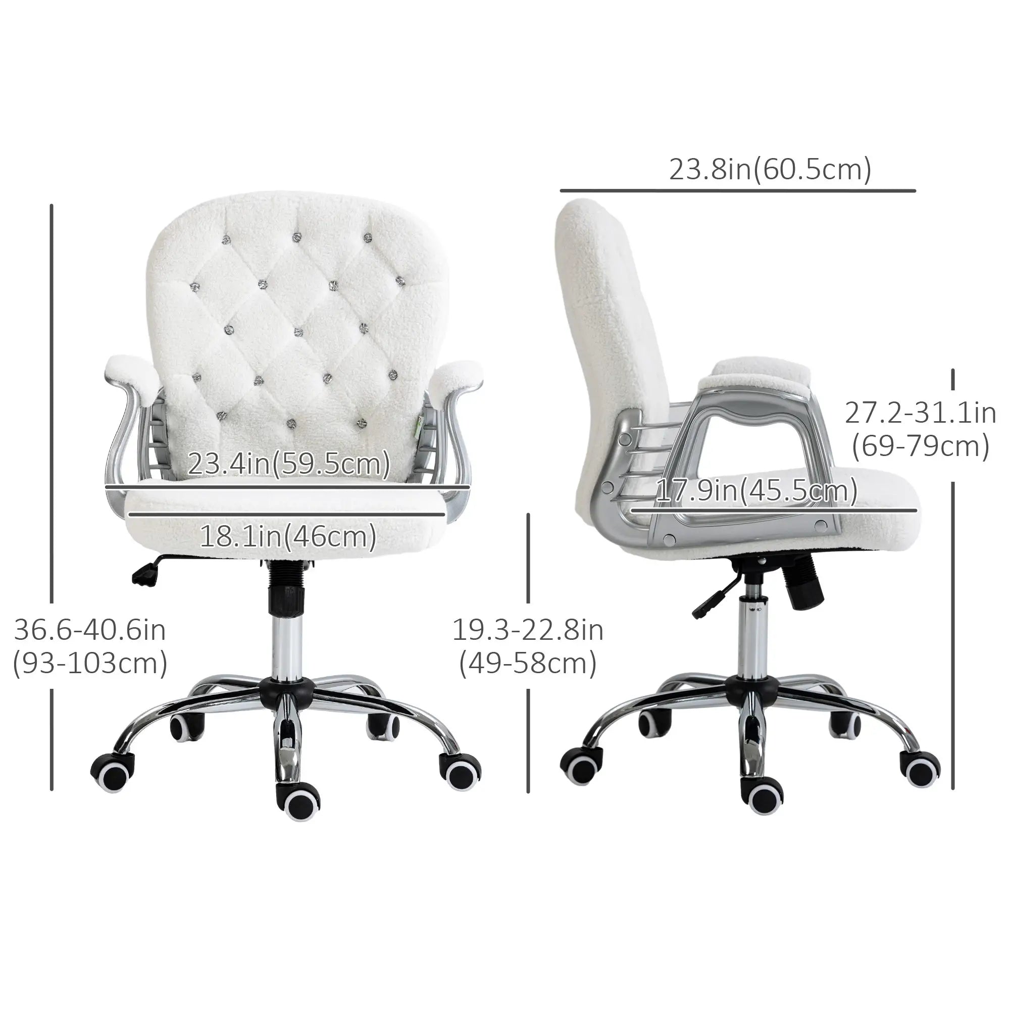 Office Chair, Adjustable Height, Tufted Back, White Task Chairs at Gallery Canada