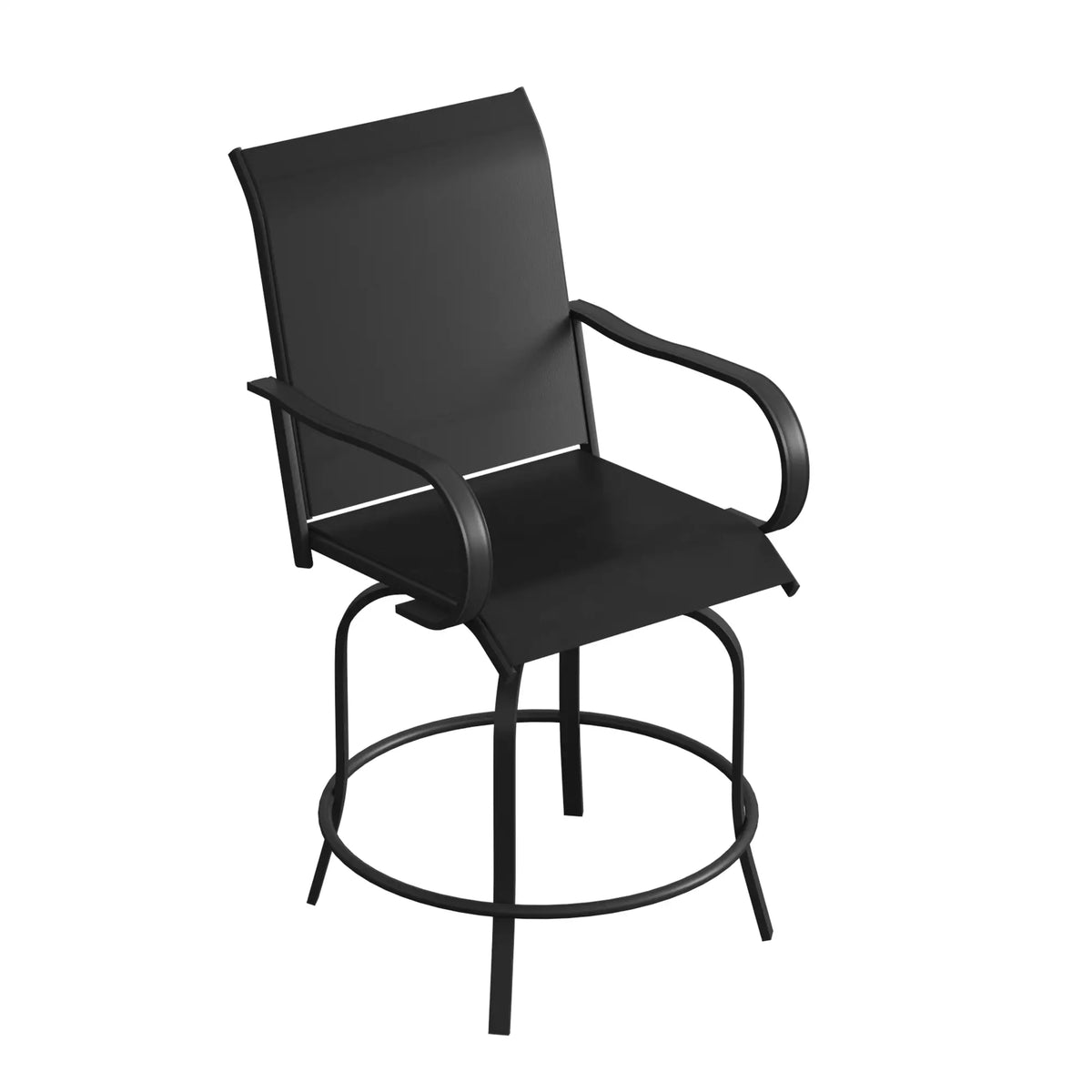 Outdoor Bar Stools Set Of 2, 27.6" x 28.7" x 48.4", Swivel Chairs, Black Bistro Sets at Gallery Canada
