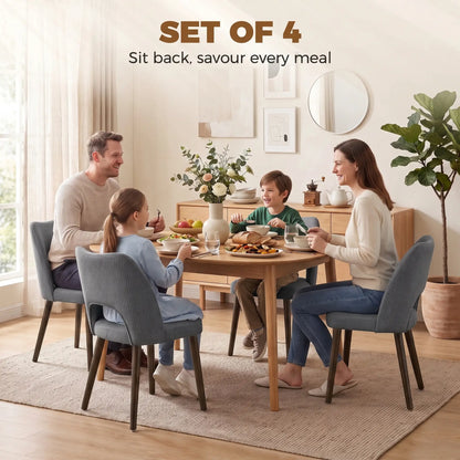 Upholstered Dining Chairs Set, Rubberwood Legs, Dark Grey