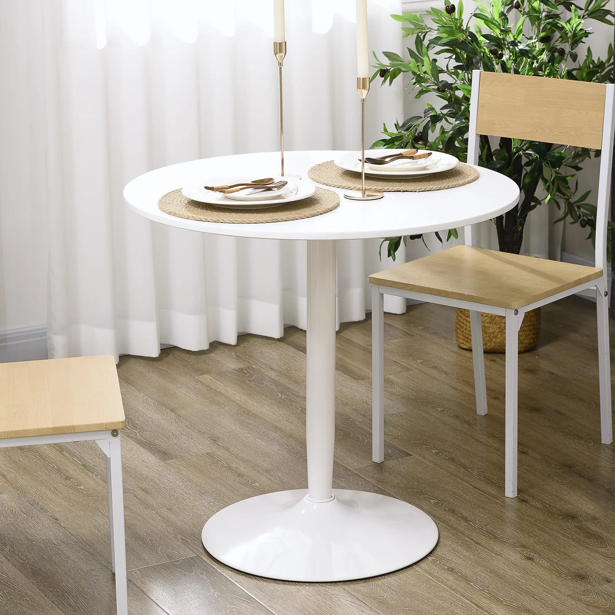 Modern Kitchen Table For 2, Round Dining Table With Steel Base, White Dining Tables at Gallery Canada