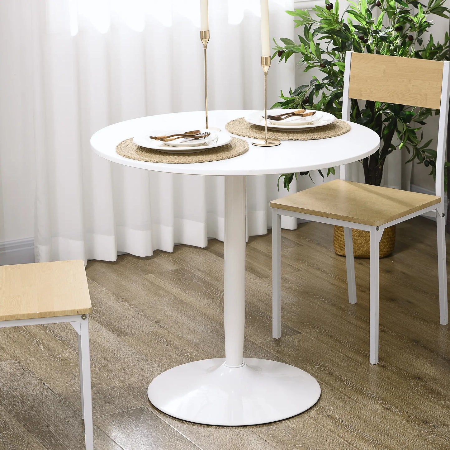 Modern Kitchen Table For 2, Round Dining Table With Steel Base, White Dining Tables at Gallery Canada