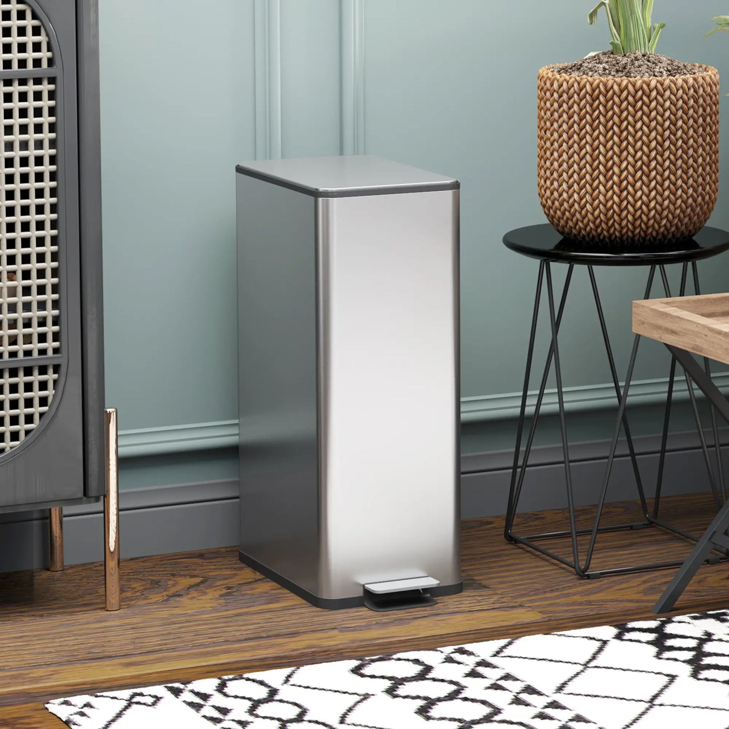 5.3 Gallon Stainless Steel Garbage Can, Soft-Close Lid, Foot Pedal, Silver Household Supplies at Gallery Canada