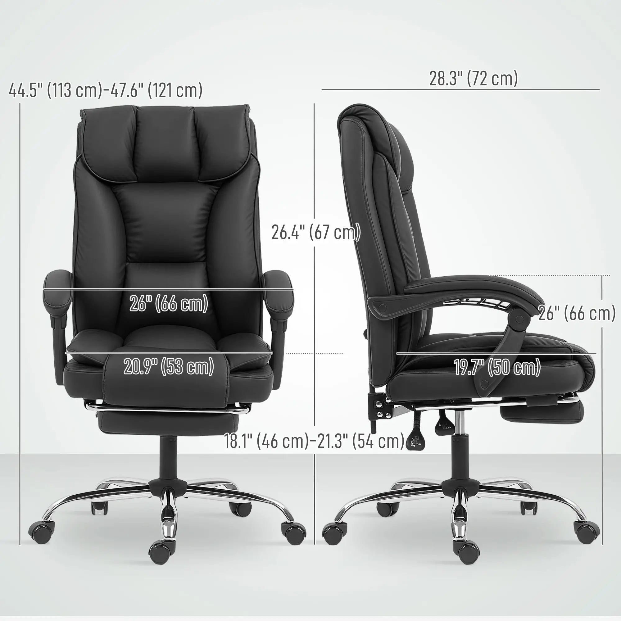 Executive Office Chair, Leather Ergonomic Desk Chair with Footrest, Swivel Recliner, Black Executive & Manager Chairs at Gallery Canada