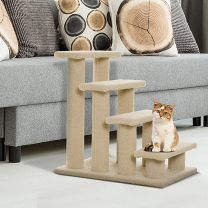 23.5" 4 Tier Pet Stairs, Dog Cat Step, Cream White Cat Stairs at Gallery Canada