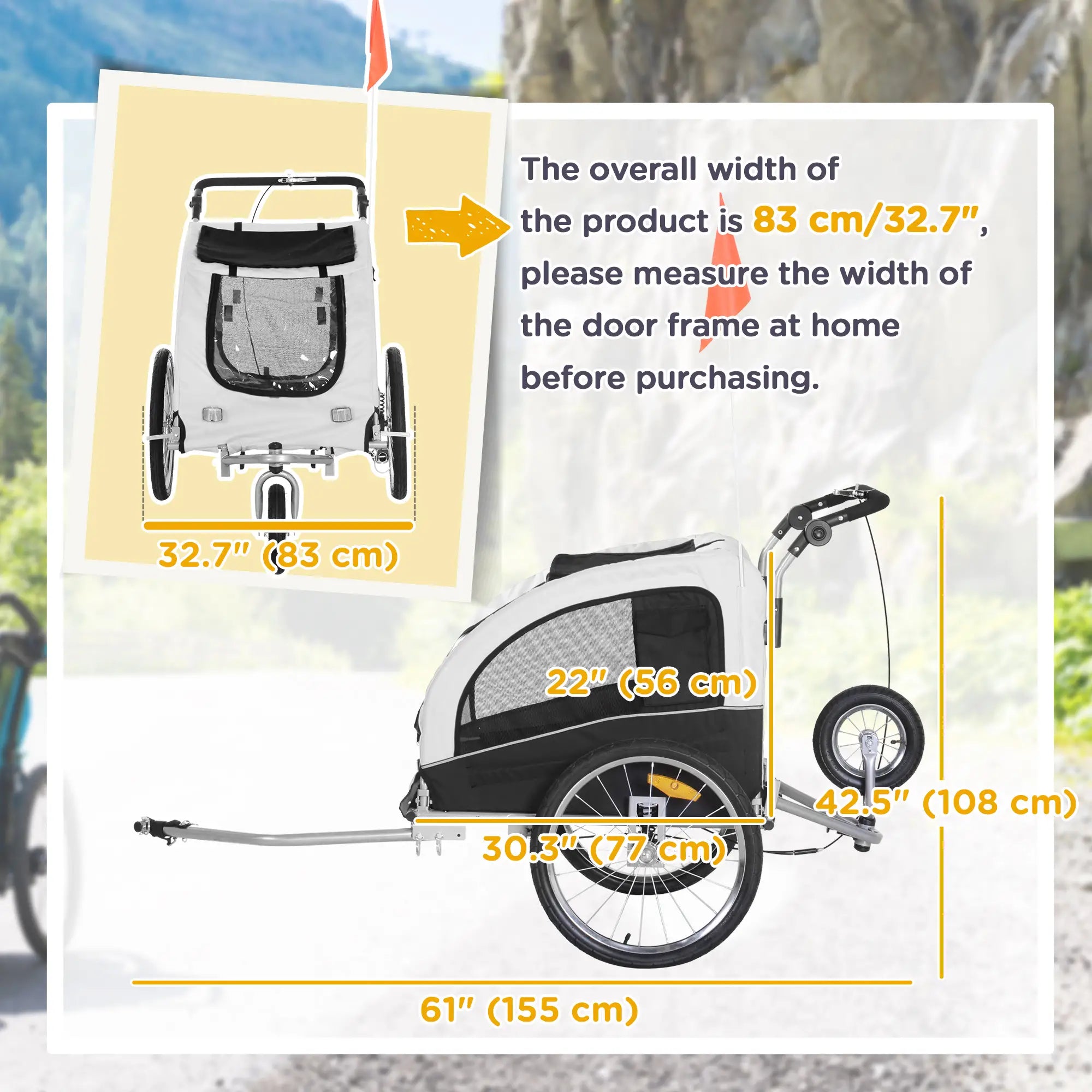 Elite II Dog Bike Trailer, 2-In-1 Pet Stroller, White Dog Bike Trailers & Strollers at Gallery Canada