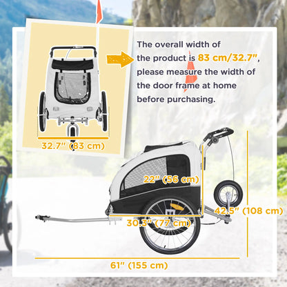 Elite II Dog Bike Trailer, 2-In-1 Pet Stroller, White Dog Bike Trailers & Strollers at Gallery Canada