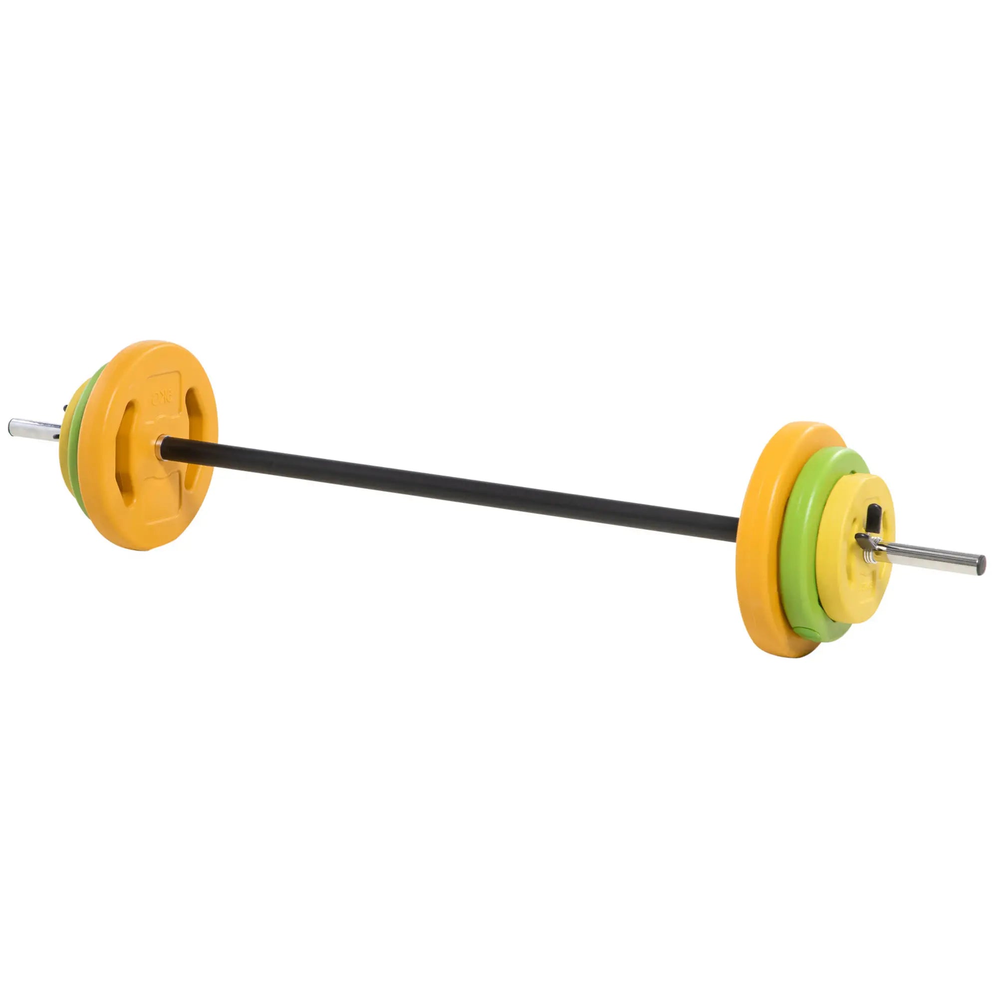 44lbs Adjustable Barbell Weight Set, Non-Slip Handle, Home Gym Dumbbells & Barbells Orange, Green and Yellow at Gallery Canada