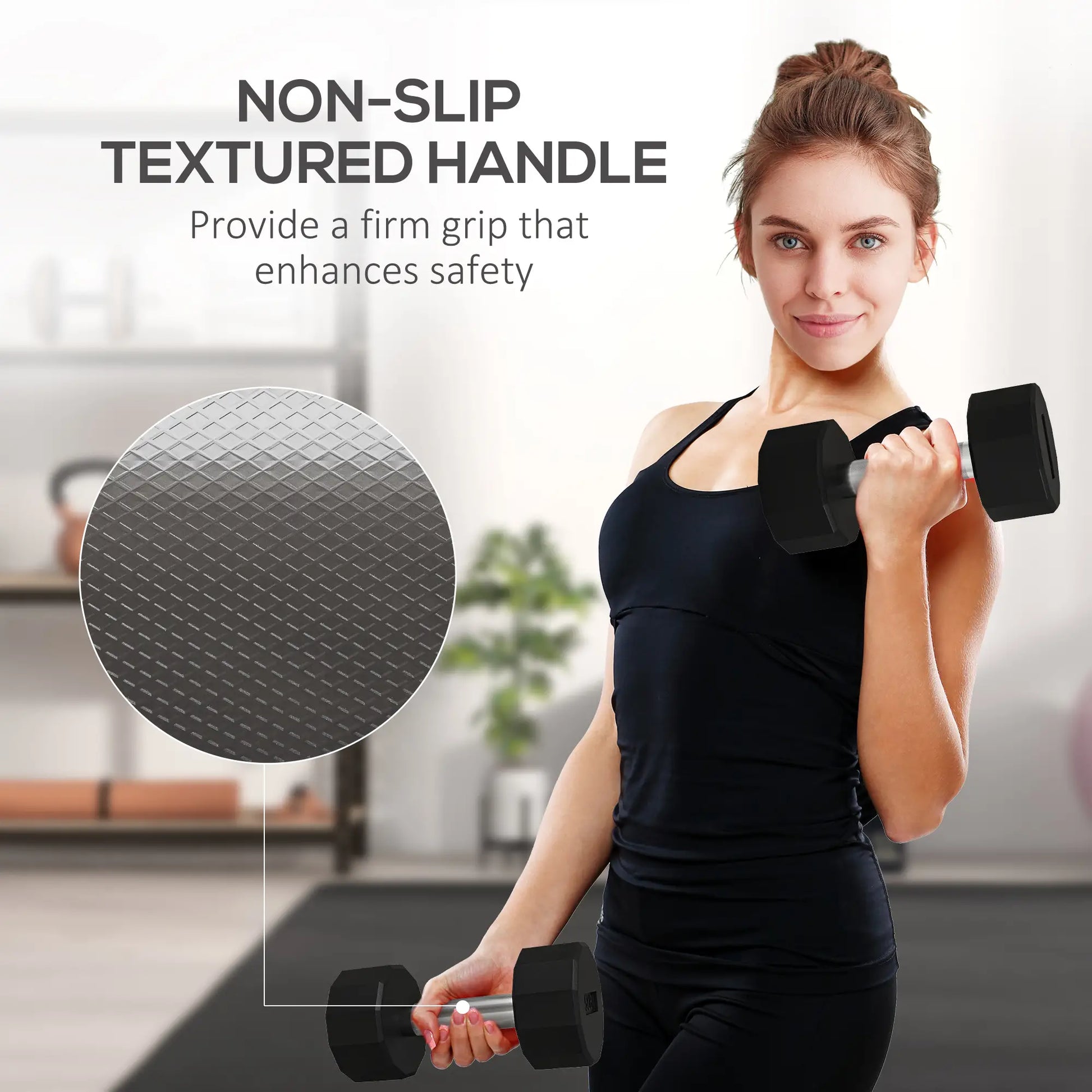 2 x 15lbs Dumbbells Set, Non-Slip Grip, Rubber Covered Weights Dumbbells & Barbells at Gallery Canada