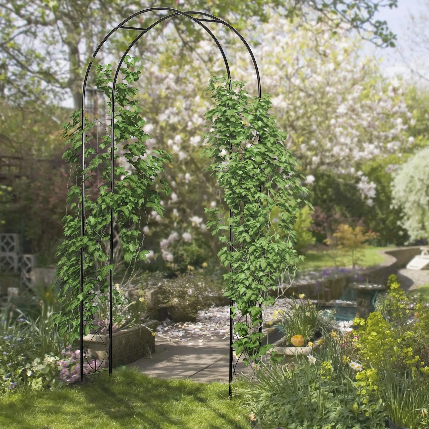 Vintage Garden Arch, 7.5FT Outdoor Metal Trellis, Black Garden Arches at Gallery Canada