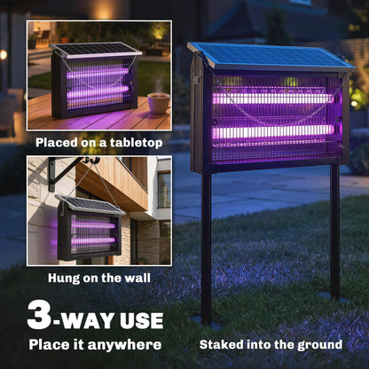 Solar Bug Zapper Outdoor, 3500 V Electric Mosquito Zapper, 14 ft Cord, Black Garden Accessories at Gallery Canada