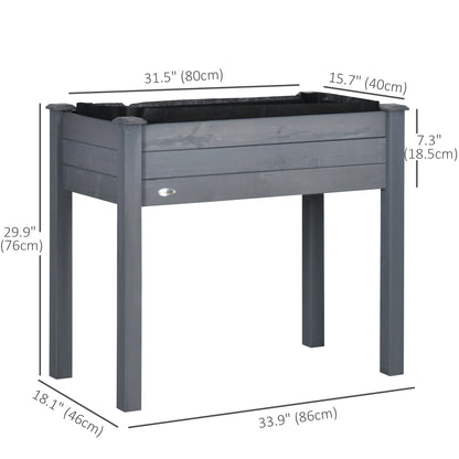 34"x18"x30" Wooden Raised Garden Bed, Elevated Planter Box with Legs, Dark Grey Raised Garden Beds at Gallery Canada