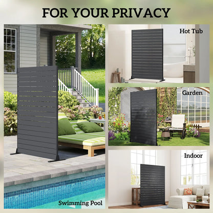 Outdoor Privacy Screen, 47.2" x 68.5" HDPE Panel With Stand, Black Side Awnings at Gallery Canada