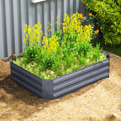 Galvanized Raised Garden Bed, 4' x 3' x 1', Outdoor Metal Planter Box, Dark Grey Galvanized Planter Boxes at Gallery Canada