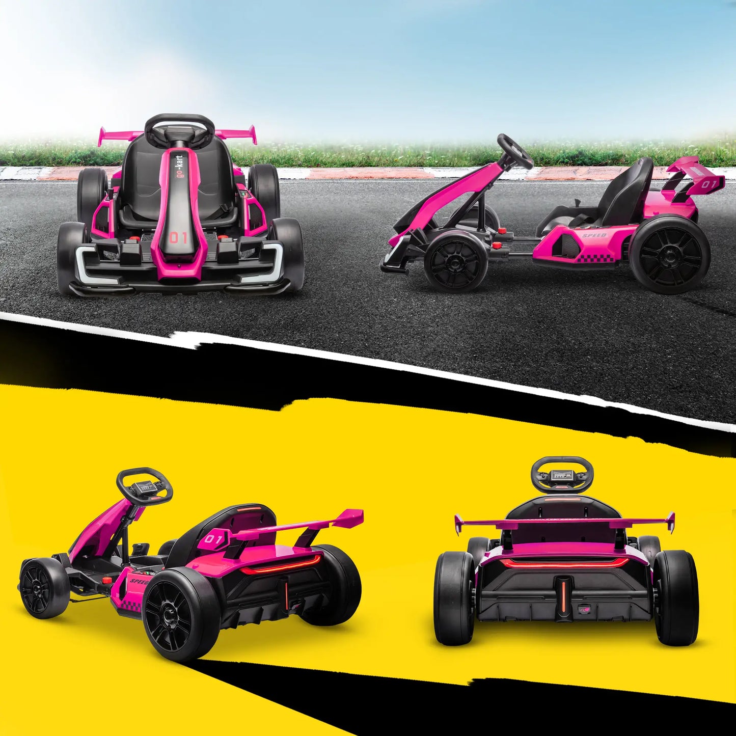 24V Electric Go Kart, Battery Powered Kids Drift Kart, Adjustable Seat, Pink Electric Ride On Toys at Gallery Canada