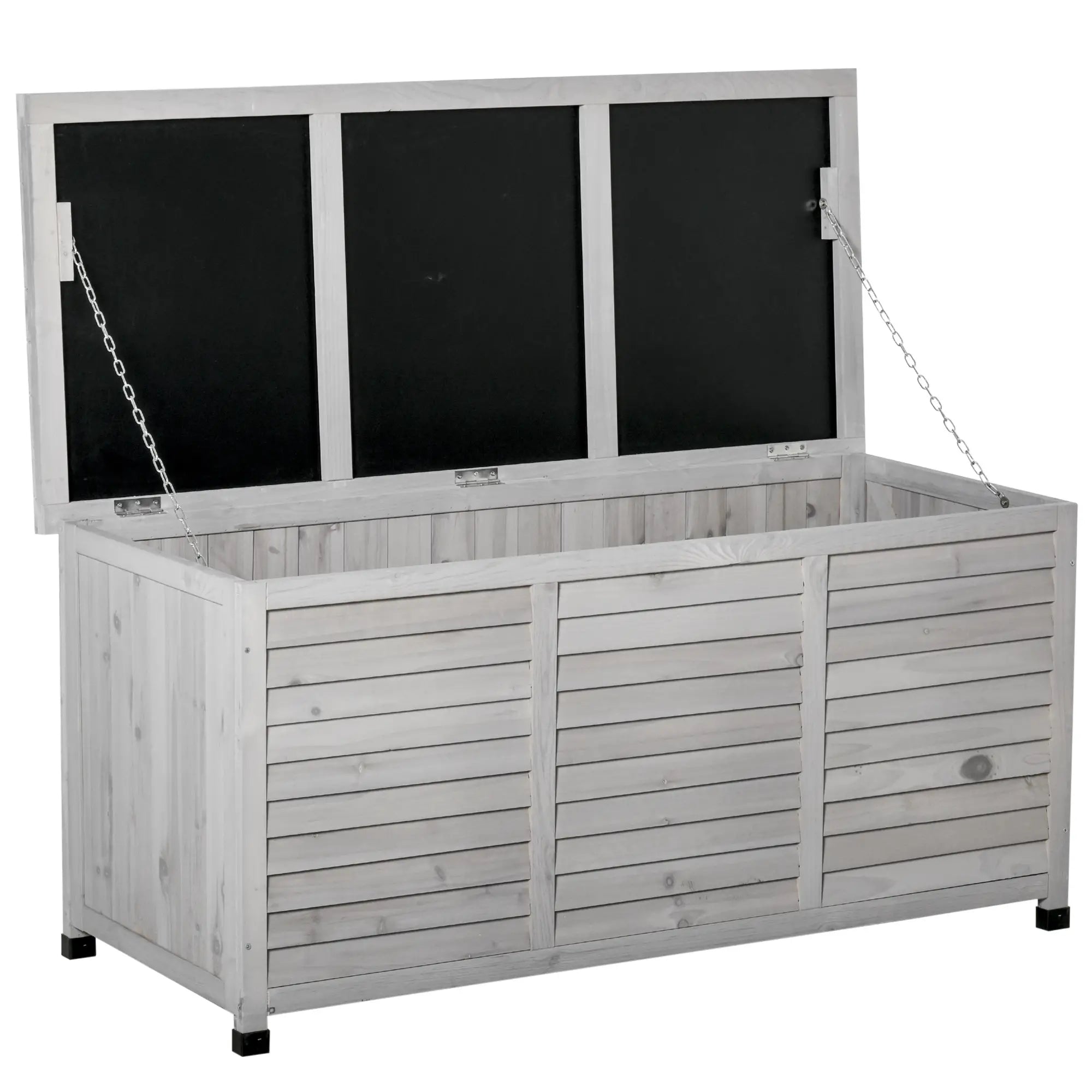 75 Gallon Wooden Deck Box, Outdoor Garden Storage Bench, Grey Patio Storage Boxes at Gallery Canada