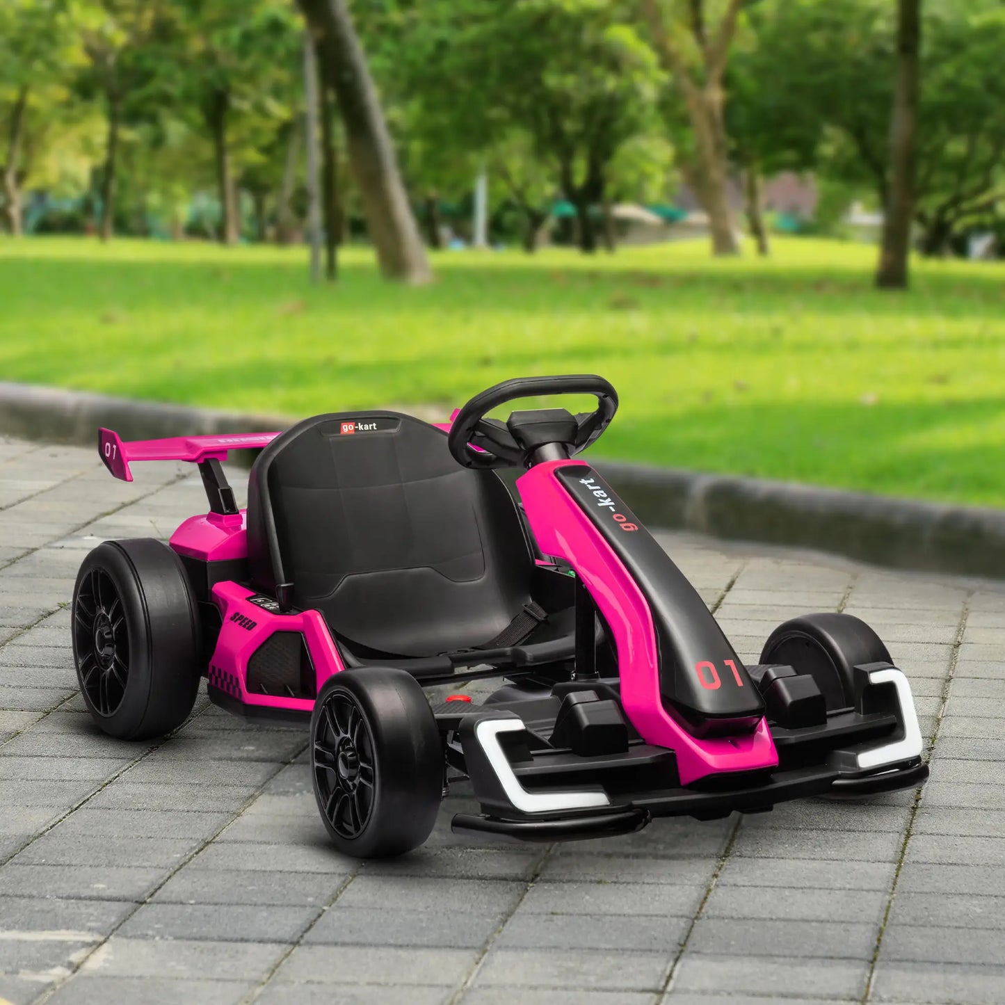 24V Electric Go Kart, Battery Powered Kids Drift Kart, Adjustable Seat, Pink Electric Ride On Toys at Gallery Canada