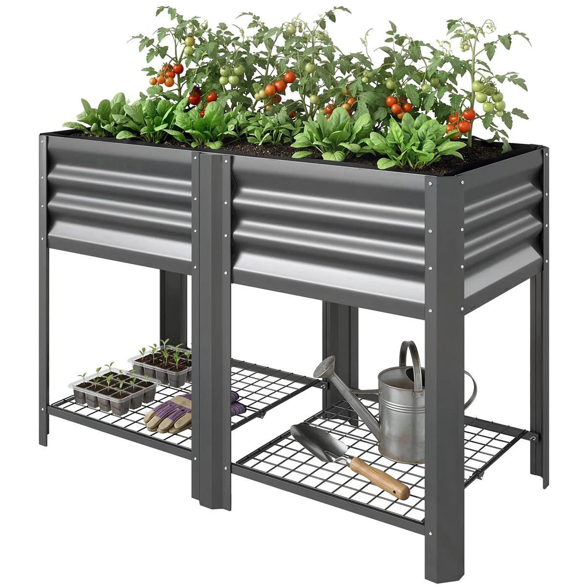 Raised Garden Bed With Legs, 31.5", Elevated Planter Box, Dark Grey Elevated Garden Beds Dark Grey at Gallery Canada