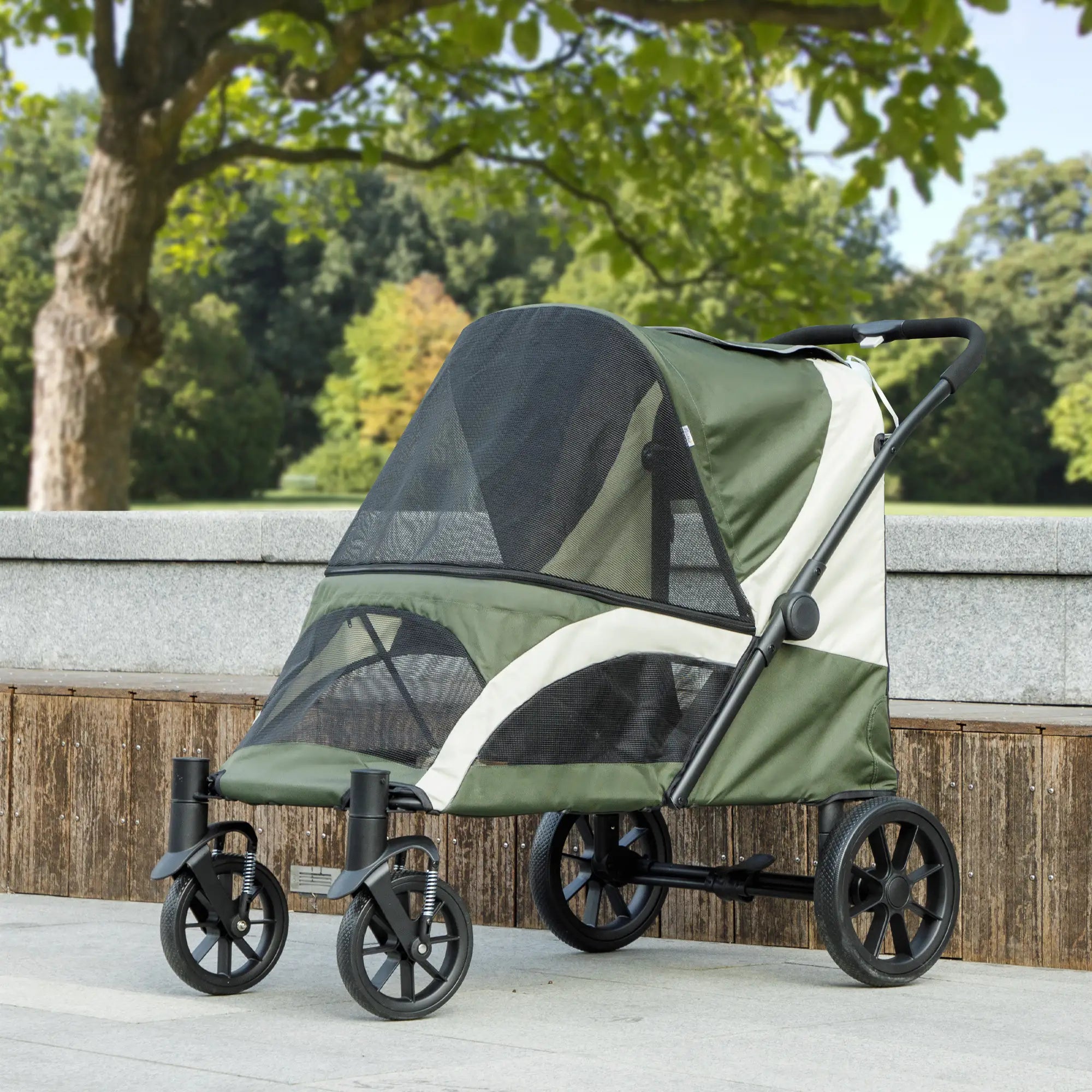 Foldable Pet Stroller, Large Dogs, Four Big Wheels, Dark Green Dog Bike Trailers & Strollers at Gallery Canada
