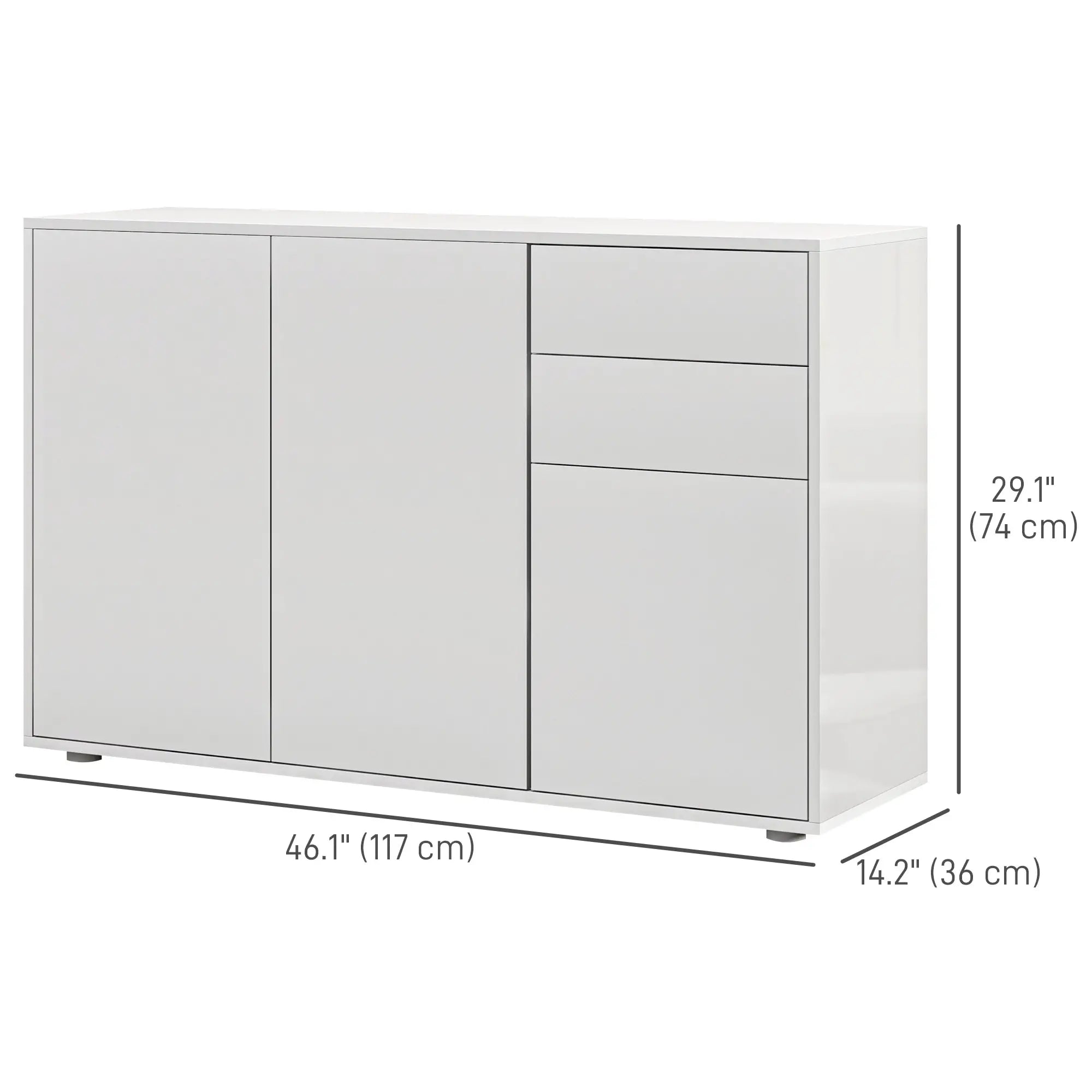 Modern Kitchen Sideboard, Coffee Bar with 2 Drawers, White Kitchen Pantry Cabinets at Gallery Canada