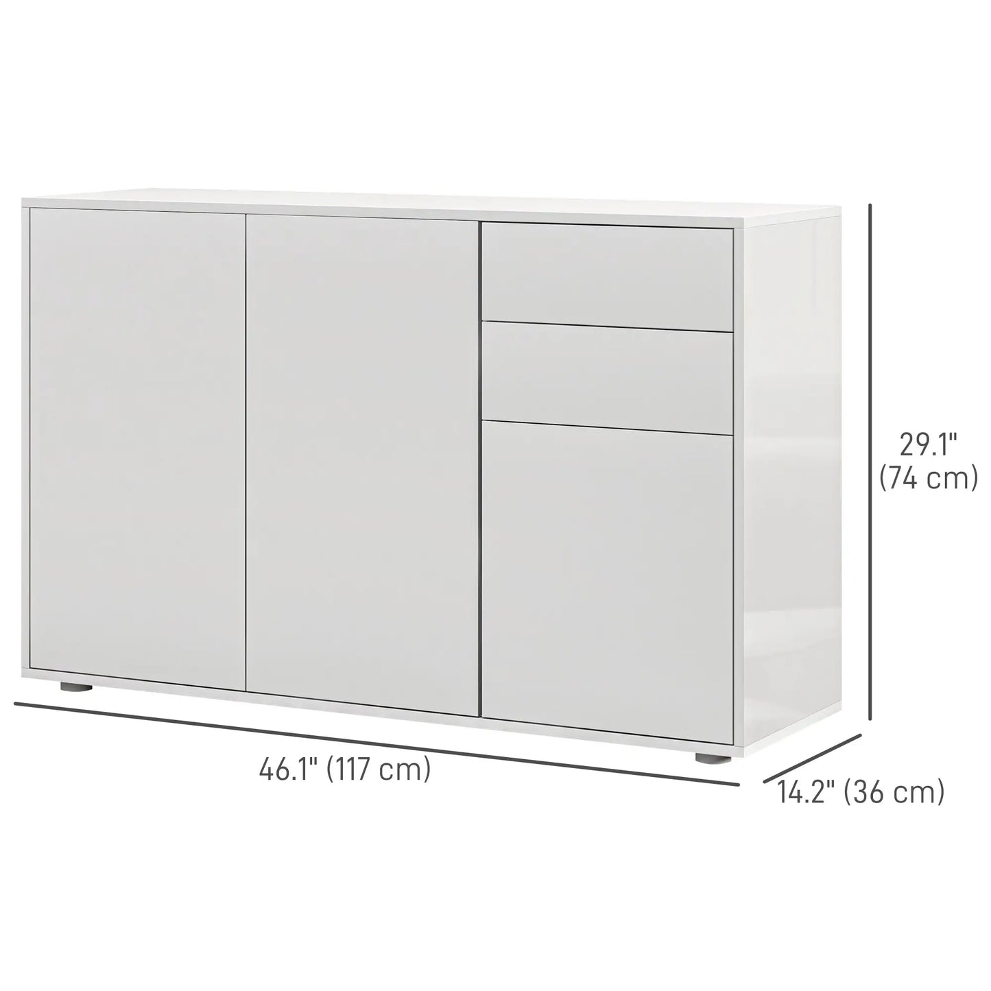 Modern Kitchen Sideboard, Coffee Bar with 2 Drawers, White Kitchen Pantry Cabinets at Gallery Canada