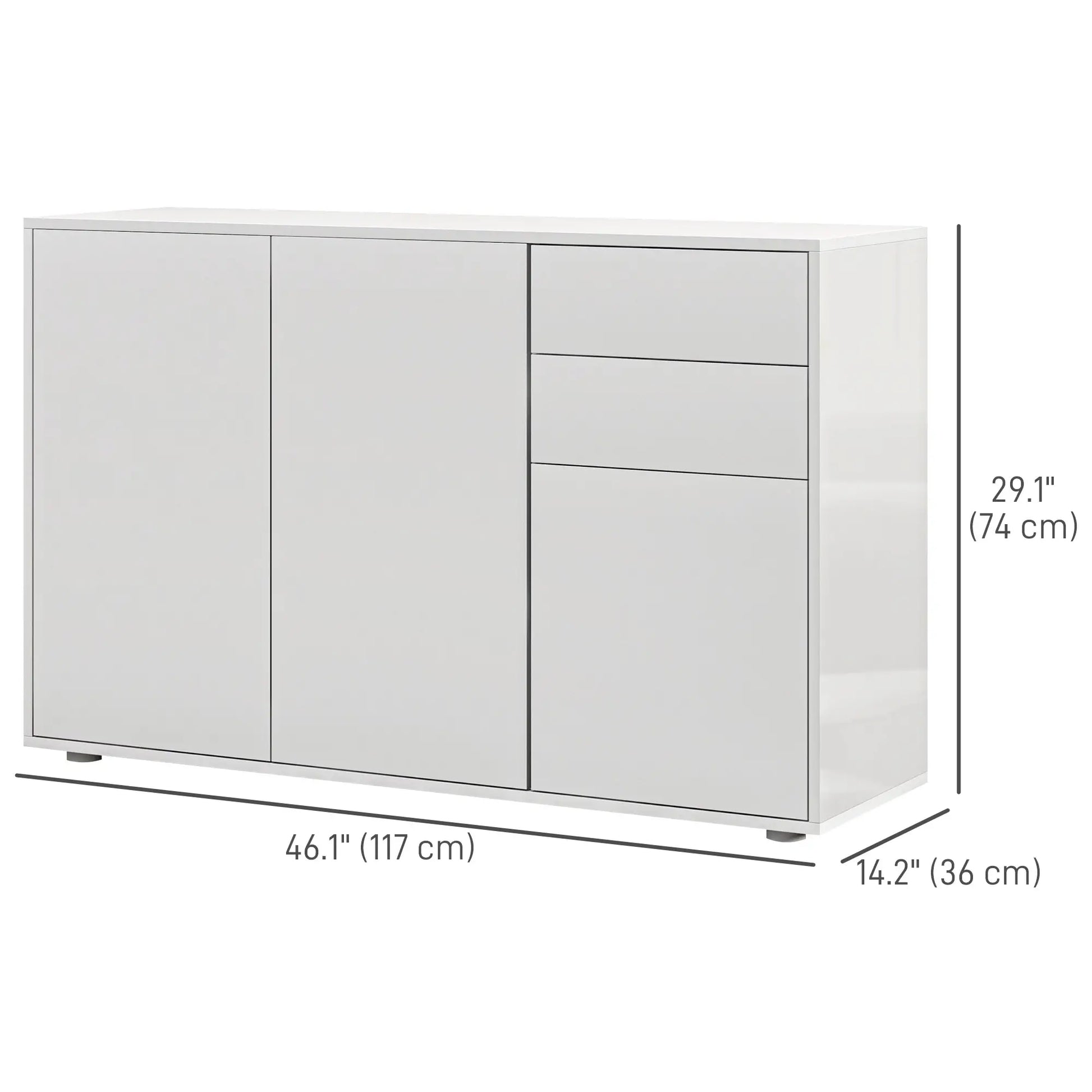 Modern Kitchen Sideboard, Coffee Bar with 2 Drawers, White Kitchen Pantry Cabinets at Gallery Canada