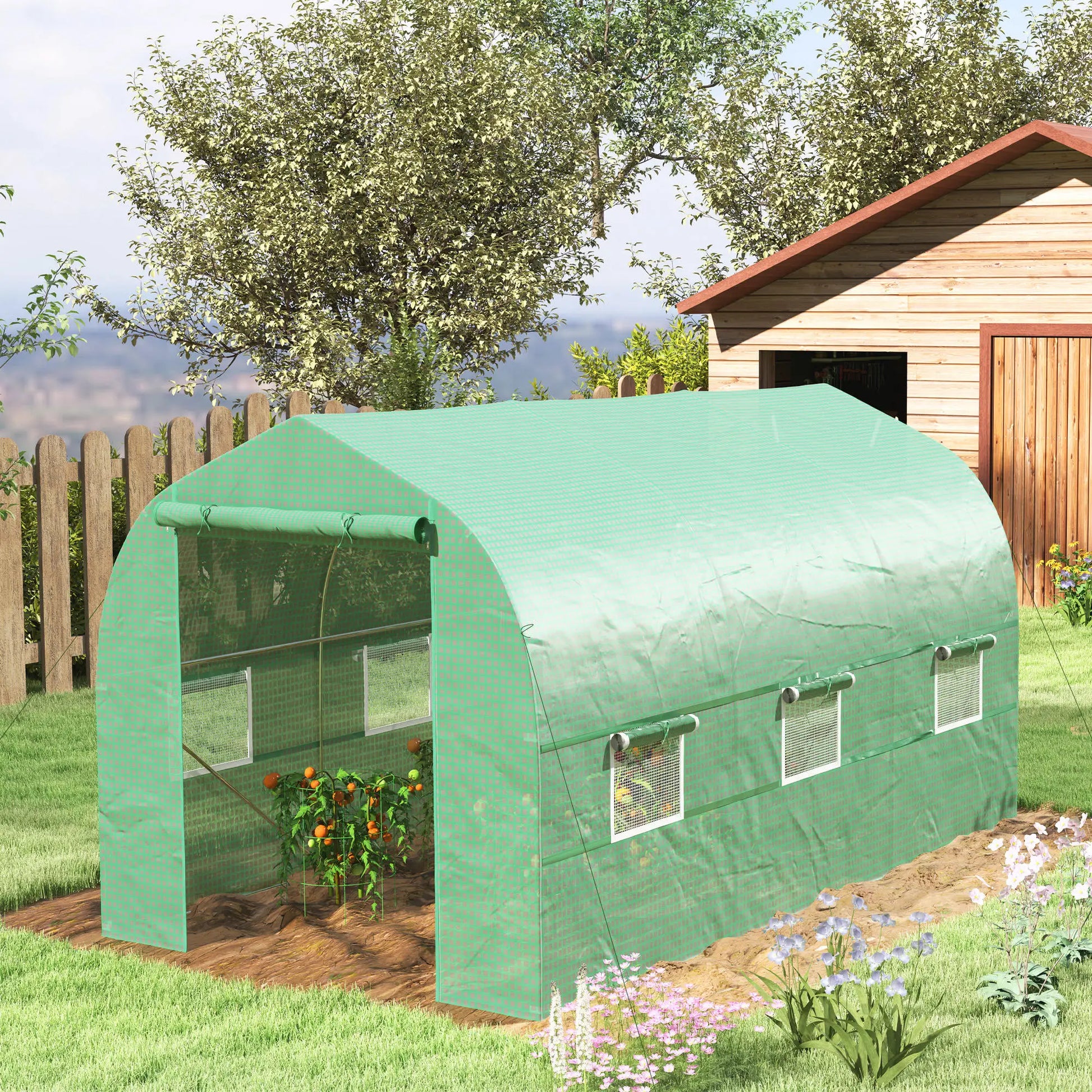 6.6' x 11' x 7' Walk-In Greenhouse, Steel Frame, Green Walk In Greenhouses at Gallery Canada