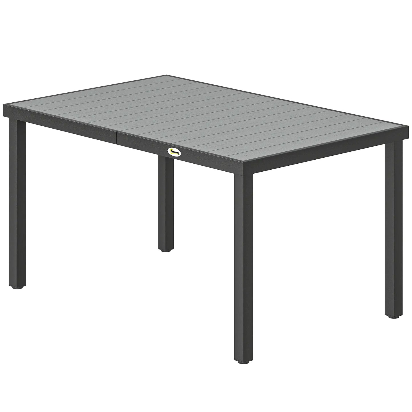Rectangular Patio Table For 6, Wood-Plastic Composite Top, Steel Frame, Grey Patio Dining Tables Grey, Black at Gallery Canada