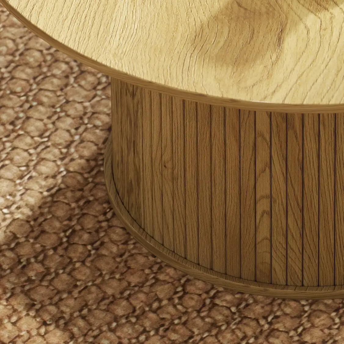 31.5 Inch Round Coffee Table, Nordic Style, Oak Coffee Tables at Gallery Canada