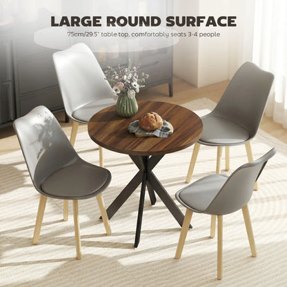 29" Round Dining Table, Walnut Finish, Steel Legs Dining Tables at Gallery Canada