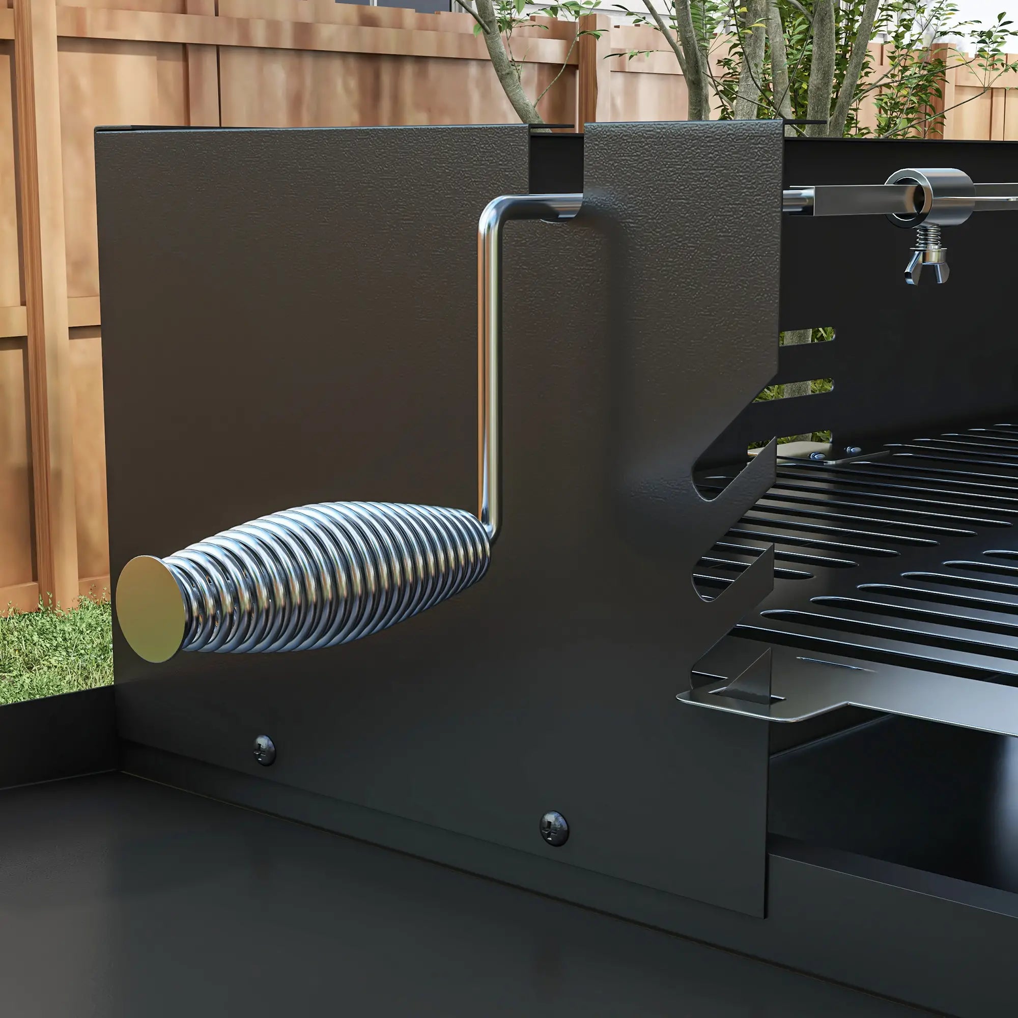 Charcoal Rotisserie Grill, 3-Level Grate, Storage Shelves, Stainless Steel Charcoal BBQ Grils at Gallery Canada
