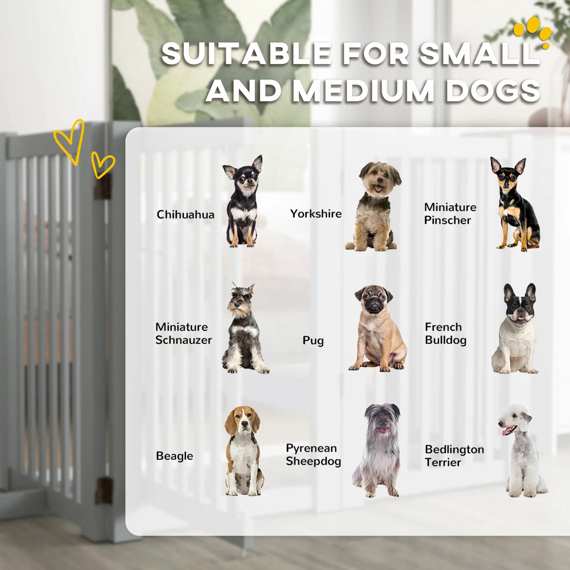 4 Panel Wooden Pet Gate, Free Standing, Open Door, Light Grey Houses, Kennels & Pens at Gallery Canada