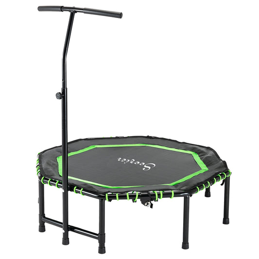 48" Mini Trampoline, Foldable Trampoline with Adjustable Handle Bar for Adults Exercise, Workout, Fitness, Green at Gallery Canada