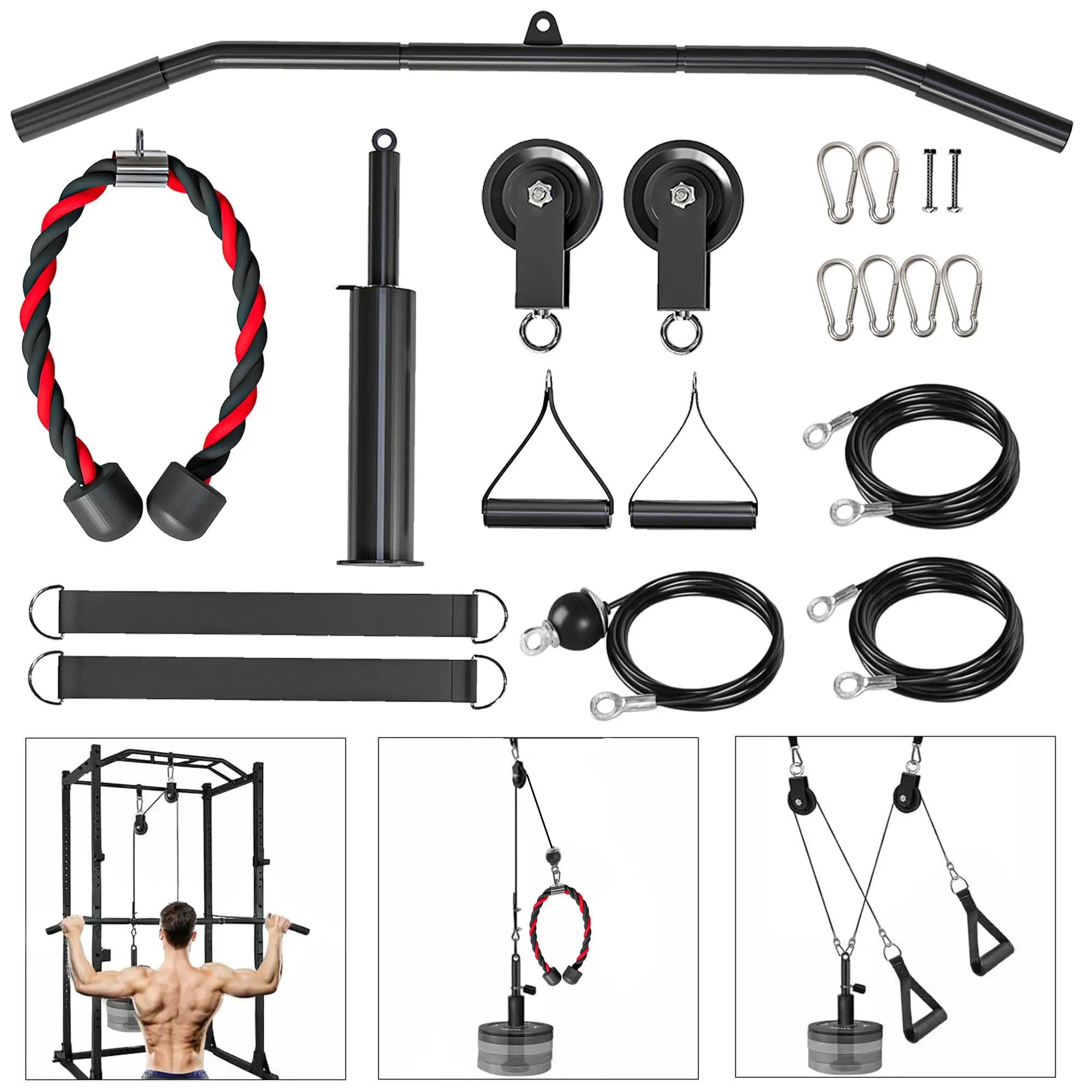 Weight Cable Pulley System, Universal Loading Pin, LAT Pull Down, Biceps Curl Strength Training Equipment at Gallery Canada