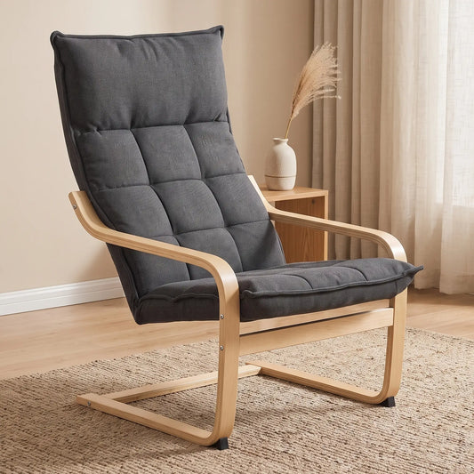 Modern Upholstered Armchair, Curved Leg, Living Room, Dark Grey Accent Chairs Dark Grey at Gallery Canada