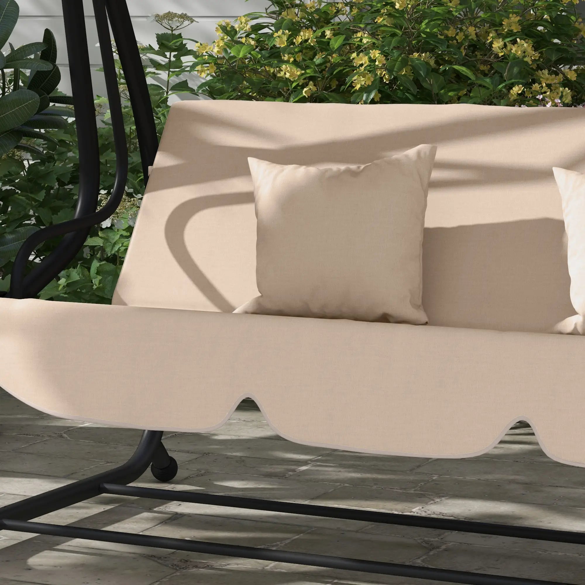 3-Seat Outdoor Swing Chair, Adjustable Canopy, Removable Cushions, Light Brown Porch Swings with Canopy at Gallery Canada