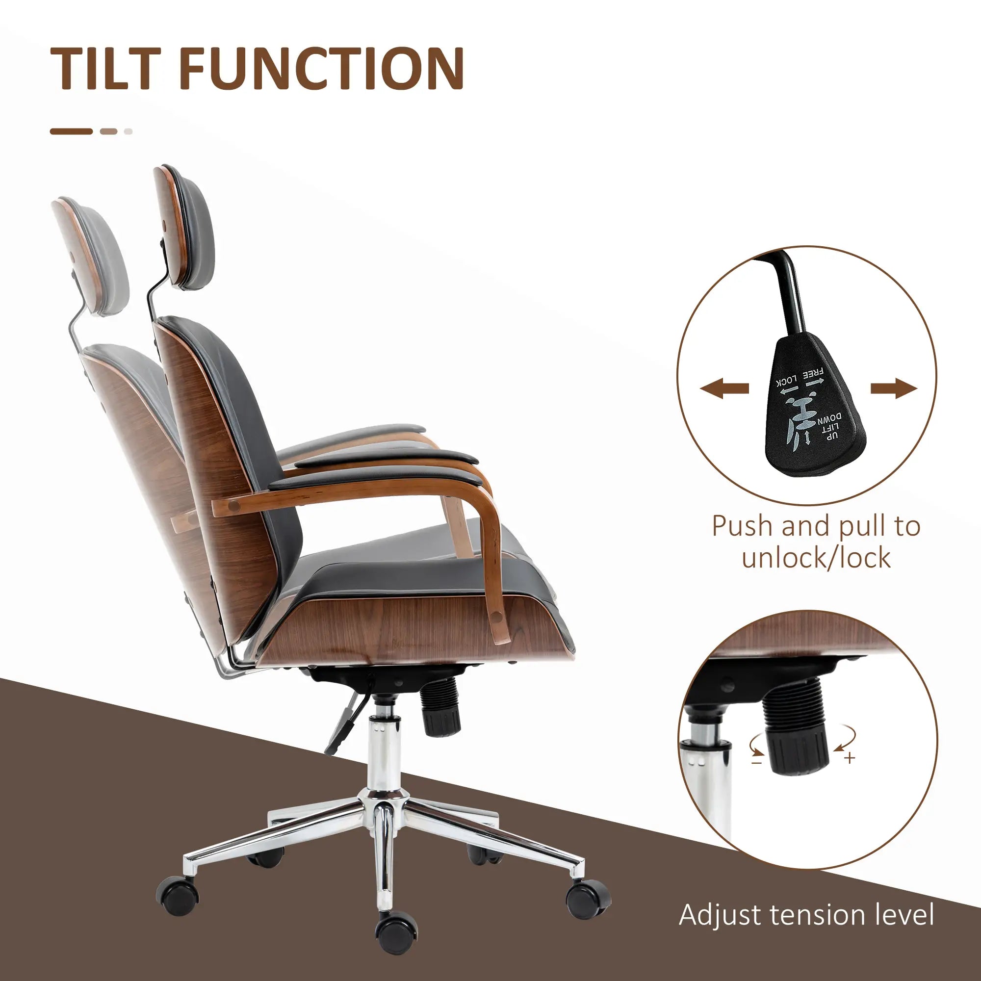 Office Chair, PU Leather Desk Chair, Adjustable Height, Tilt, Wheels, Black Office Chairs at Gallery Canada
